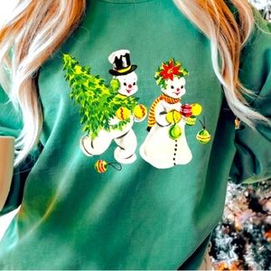 Vintage style Mr. and Mrs. Snowman Holiday Crewneck Sweatshirt S M L XL